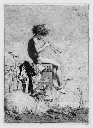 Los 5454 - Fortuny y Marsal, Mariano José Maria Bernardo - "Idylle" - Kleiner Flöte spielender Pan - 0 - thumb