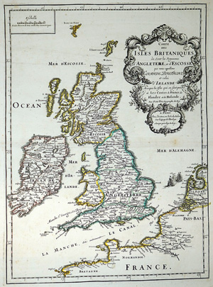 Lot 94, Auction  125, Duval, Pierre, Carte des Isles Britaniques. Grenzkolorierte Kupferkarte. Paris 1665 
