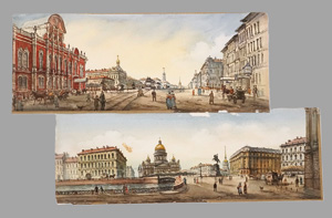 Los 138 - Sankt Petersburg - 2 Panorama-Ansichten in Aquarell auf Velin. Um 1860 - 0 - thumb