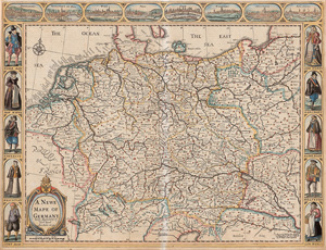 Los 195 - Speed, John - A newe mape of Germany newly augmented. Wohl London, Th. Bassett und R. Chiswell, 1676 - 0 - thumb