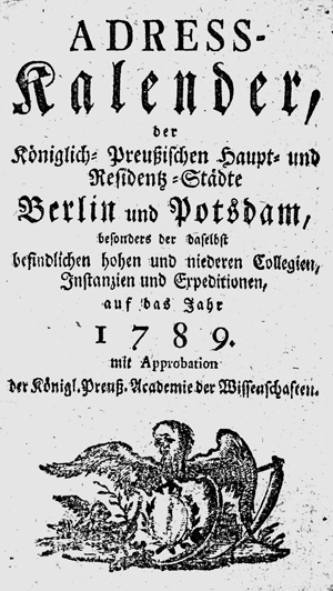 Los 205 - Adress-Kalender, Der Königlich-Preußischen - Haupt- und Residentz-Städte Berlin und Potsdam. Berlin 1788 - 0 - thumb