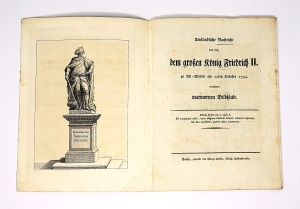 Los 256 - Umständliche Nachricht - von der, dem großen König Friedrich II. zu Alt-Stettin am 10ten October 1793. errichteten marmornen Bildsäule. Berlin, G. Decker, 1793. - Einziger Druck - 1 - thumb