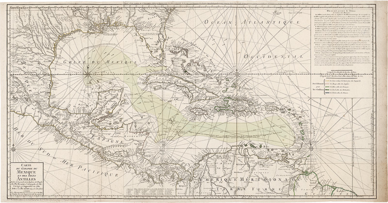 Lot 45, Auction  125, Buache, Jean-Nicolas, Carte du Golphe du Mexique et des Isles Antilles. Jean Claude Dezauche, 1780