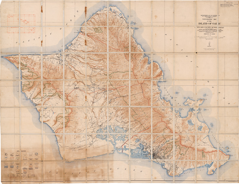 Lot 56, Auction  125, Topographic map , of the island of Oahu city.  O. O., U.S. Geological Survey, 1930