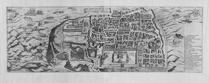Lot 59, Auction  125, Boisseau, Jean, Description de la ville de Ierusalem. Kupferstichkarte. Paris, Jean Boisseau, Nachdruck 1689