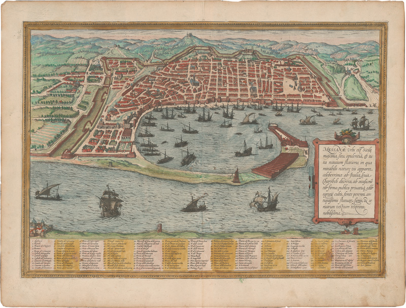 Lot 85, Auction  125, Braun, Georg und Hogenberg, Franz, Messana urbs est Sicilie maxima. Kupferkarte. Köln 1572