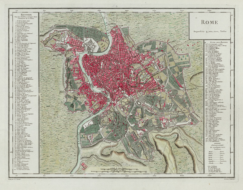 Lot 87, Auction  125, Chanlaire, Pierre-Grégoire und Mentelle, Edmé, Rome Superfice 4,00,00 Toises. Kupferstichkarte. Um 1798