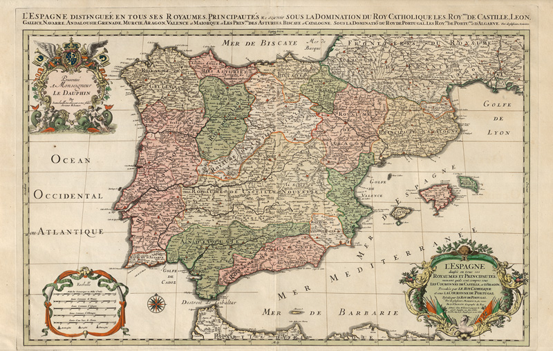 Lot 102, Auction  125, Jaillot, Alexis Hubert und Sanson, Nicolas, L’Espagne divisée en tous ses royaumes et principautés. Nürnberg, Jaillot, 1692