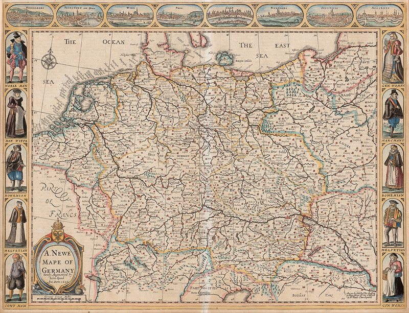 Lot 195, Auction  125, Speed, John, A newe mape of Germany newly augmented. Wohl London, Th. Bassett und R. Chiswell, 1676