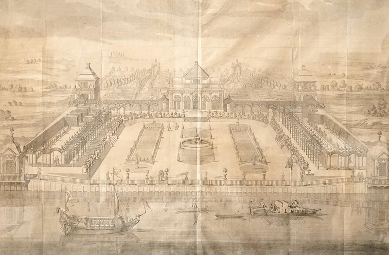Lot 238, Auction  125, Merian, Matthäus, Vue genereal de la maison du plaisance. Kupferstich. Um 1717. – Ansicht des Schlosses Monbijou