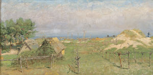 Lot 6151, Auction  126, Tübbecke, Paul Wilhelm, "Auf den Dünen bei Coserow auf Usedom": Fischerhütten an der Küste