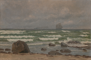 Lot 6157, Auction  126, Blache, Christian Vigilius, "Stranden ved Hirtshals": Wolkenverhangener Himmel vor der Küste Jütlands