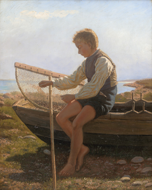 Los 6164 - Therkildsen, Hans Michael - Junge mit Fischreuse am Strand - 0 - thumb