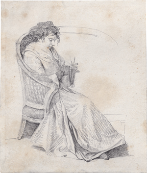 Lot 6602, Auction  126, Schadow, Johann Gottfried, Sitzende junge Frau mit Strickzeug