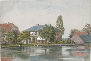 Lot 6647, Auction  126, Dänisch, um 1860. Die alte Papiermühle Strandmøllen nördlich von Kopenhagen