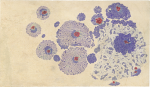 Lot 6748, Auction  126, Pirchan, Emil, Komposition in Blassblau, Lila und Korallenrot