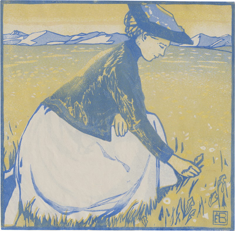 Lot 5455, Auction 126, Österreichisch, um 1900. Blumenpflückerin in Vorgebirgslandschaft