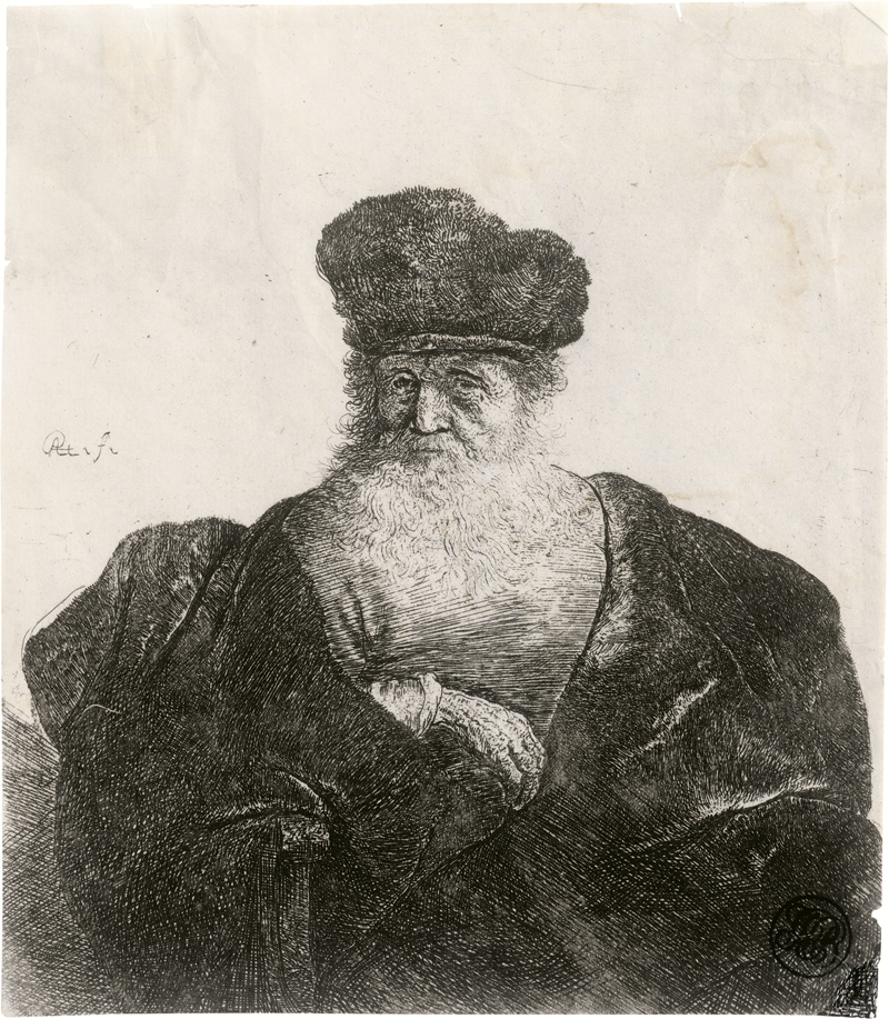 Lot 5679, Auction 126, Rembrandt Harmensz. van Rijn, Greis im weiten Samtmantel