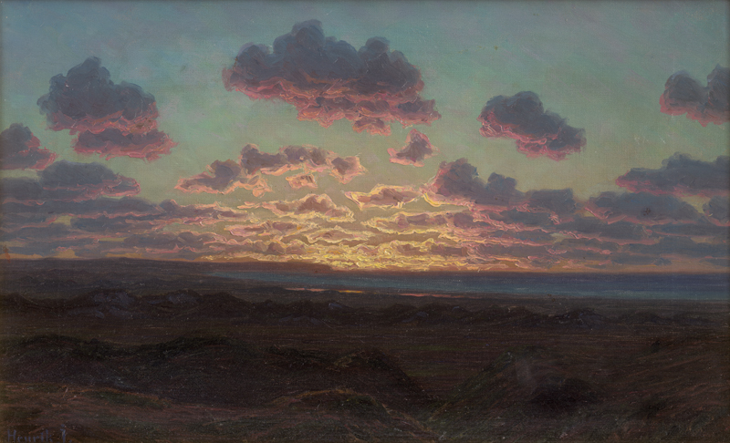 Lot 6146, Auction  126, Jespersen, Henrik Gamst, Heidelandschaft an der Küste im Sonnenuntergang