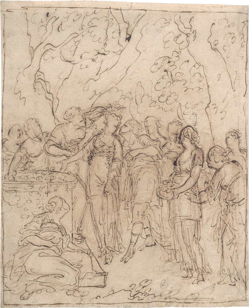 Lot 6575, Auction 126, Kauffmann, Angelika - Umkreis, Opfer eines jungen Paares an die Liebe, umgeben von den neun Musen