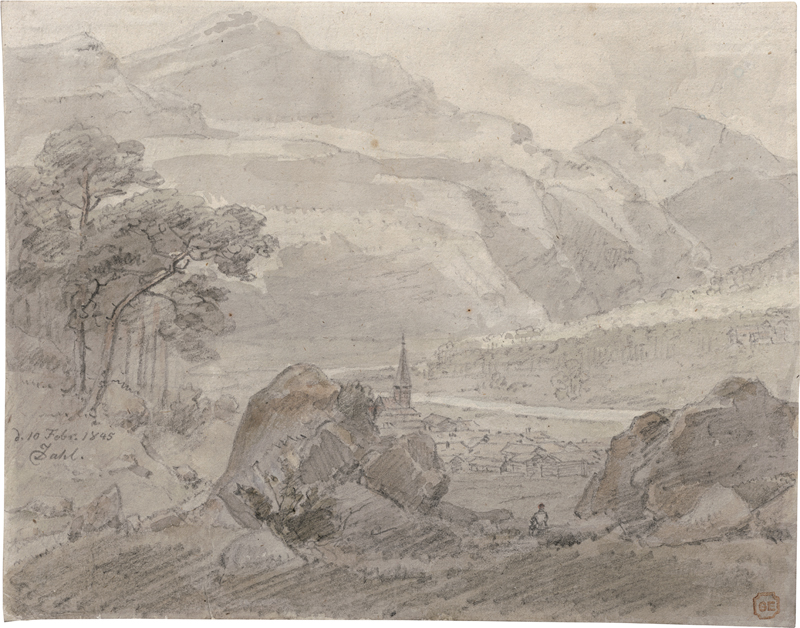 Lot 6642, Auction  126, Dahl, Johann Christian Clausen, Norwegische Gebirgslandschaft mit Dorf