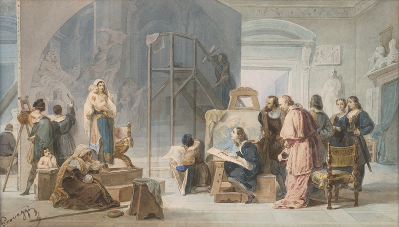 Lot 6704, Auction 126, Provaggi, Cesare, Raffael die Madonna zeichnend in seinem Atelier im Vatikan