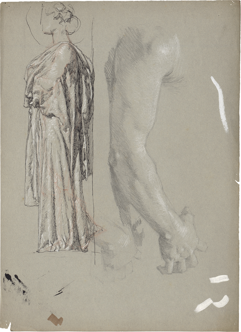 Lot 6744, Auction  126, Rothaug, Alexander, Studienblatt mit weiblicher Figur im antiken Gewand und Armstudie