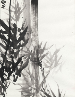 Lot 623, Auction  127, Bambus und Kakemono, Kakemono-Rollbild. Sumi-e Tuschemalerei in Schwarz auf Japanbütten