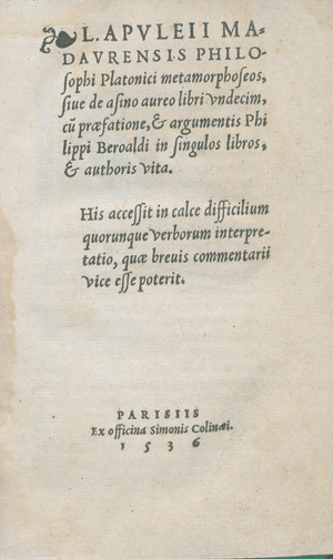Lot 1072, Auction  127, Apuleius, Metamorphoseos, sive De asino aureo libri undecim