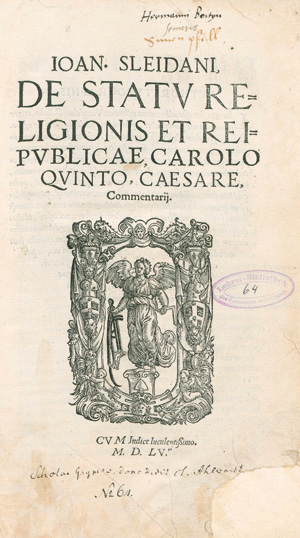 Lot 1198, Auction  127, Sleidanus, Johannes, De statu religionis et reipublicae