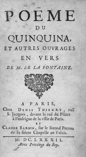 Lot 2102, Auction  127, La Fontaine, Jean de, Poëme du Quinquina, et autres ouvrages en vers