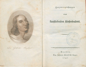 Los 2167 - Wackenroder, Wilhelm Heinrich - Herzensergießungen eines kunstliebenden Klosterbruders - 1 - thumb