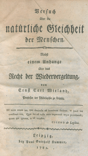 Lot 2192, Auction  127, Wieland, Ernst Carl, Versuch über die natürliche Gleichheit der Menschen