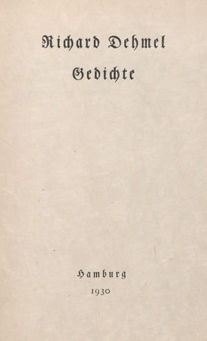 Lot 3073, Auction  127, Dehmel, Richard, Gedichte