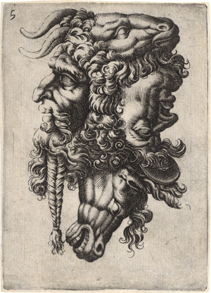 Los 5148 - Maglioli, Giovanni Andrea - Vexierbild aus den Köpfen von Männern, einer Ziege und einem Pferd - 0 - thumb