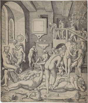 Lot 5230, Auction  127, Solis, Virgil, Das öffentliche Bad, oder: Das Bad der Wiedertäufer