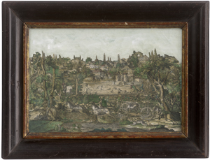 Lot 5324, Auction  127, Papierantiquitäten, 18. Jh. Jagdgesellschaft vor einer Stadt