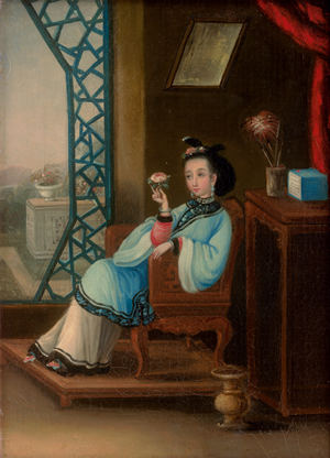 Los 6406 - Chinesisch - 19. Jh. Chinesische Frau, Guqin spielend; Chinesische Frau, eine Blume betrachtend - 0 - thumb