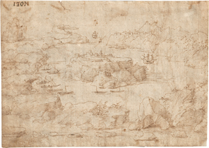 Lot 6500, Auction  127, Cibo, Gherardo, Fantastische Landschaft mit kleiner Insel in einer Meerenge 