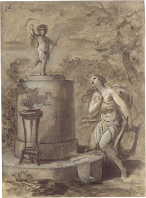 Lot 6566, Auction  127, Mouricault, Thomas-Laurent, Lyraspielerin am Altar, Amor ein Rauchopfer darbringend