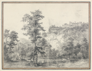 Lot 6589, Auction  127, Thiele, Johann Alexander - zugeschrieben, Elbtallandschaft mit rastender Anglerfamilie, im Hintergund die Festung Königstein