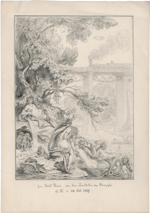 Lot 6632, Auction  127, Thiersch, Ludwig, "Ein Stück Poesie, vor dem Zeitalter des Dampfes": Isarnixen und Gnome vor der Großhesseloher Brücke