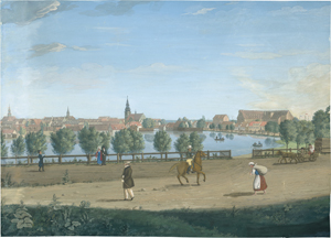 Lot 6638, Auction  127, Deutsch, um 1820. Blick über den Mühlenteich auf Tilsit (Sowetsk) und die Deutsche Kirche