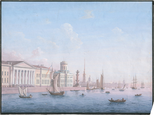 Lot 6643, Auction  127, Russisch, Anfang 19. Jh. St. Peterburg: Blick über die Newa auf die Akademie, die Kunstkammer und eine Rostra-Säule