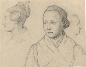 Lot 6692, Auction  127, Wasmann, Friedrich, Studienblatt mit zwei weiblichen Portraits und einem Profilkopf
