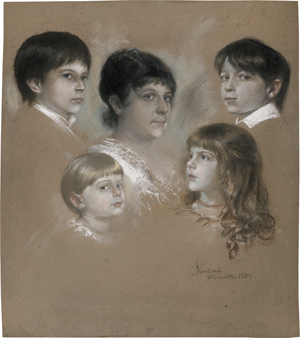 Los 6703 - Lenbach, Franz von - Elise Hirth mit ihren Kindern Siegfried, Arthur, Walther und Elsa. - 0 - thumb