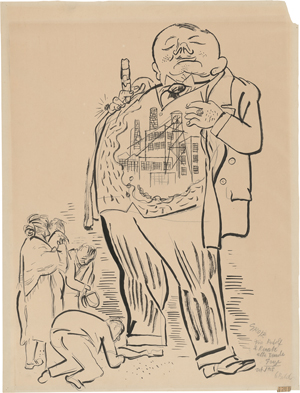 Lot 7073, Auction  127, Grosz, George, Der Kapitalist (Illustrationsentwurf zu Brechts 'Die drei Soldaten')