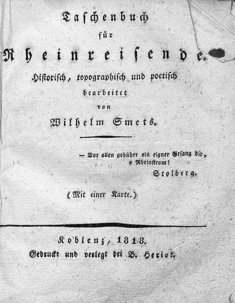 Lot 231, Auction 127, Smets, Wilhelm, Taschenbuch für Rheinreisende