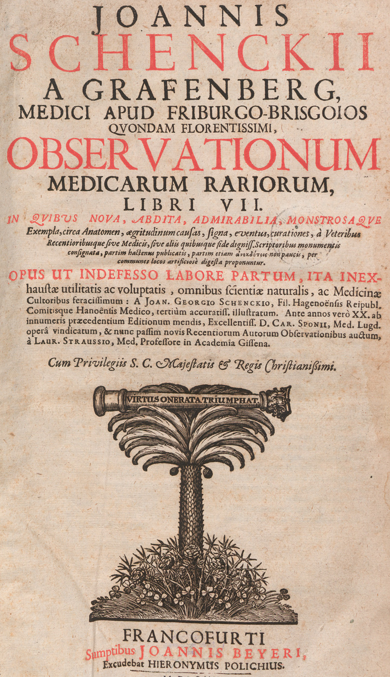 Lot 324, Auction 127, Schenck von Grafenberg, Johannes, Observationum medicarum rariorum, libri VII