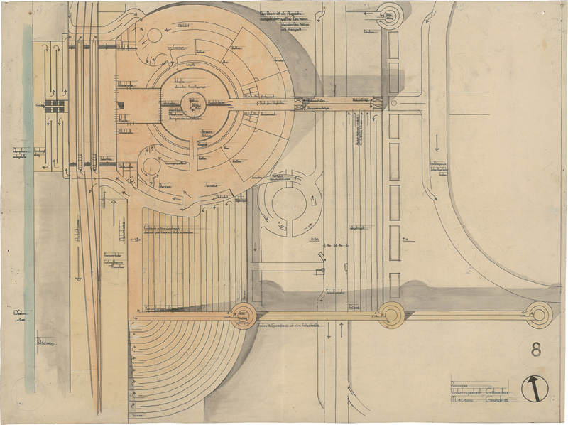 Lot 495, Auction  127, Behrens, Peter, Verkehrspalast 8 Gibraltar. Übergang Westflügel-Rotunde